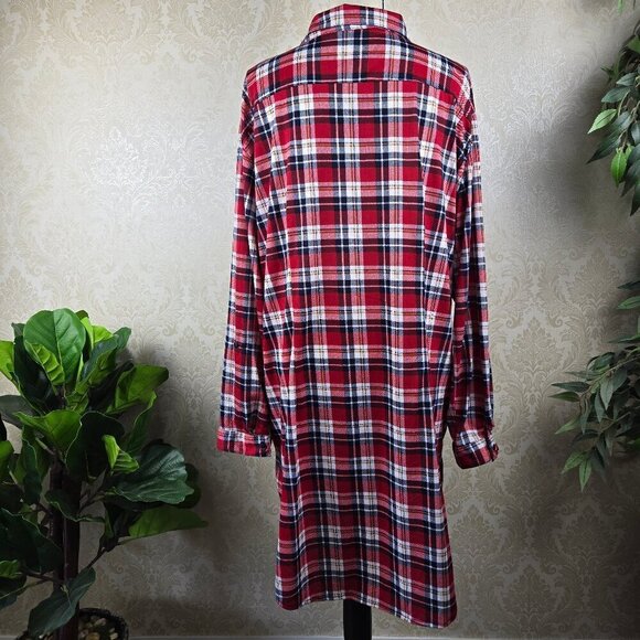 White Mark Size 3XL Button Up Tunic Top Long Sleeve Red White Blue Plaid NWT - Picture 8 of 15